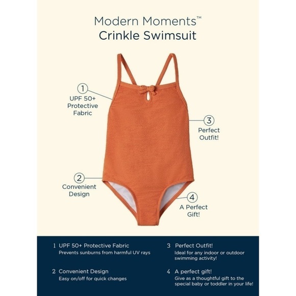 Modern Moments by Gerber Baby and Toddler Girls One Piece Swimsuit UPF 50+ 12M - Picture 8 of 8